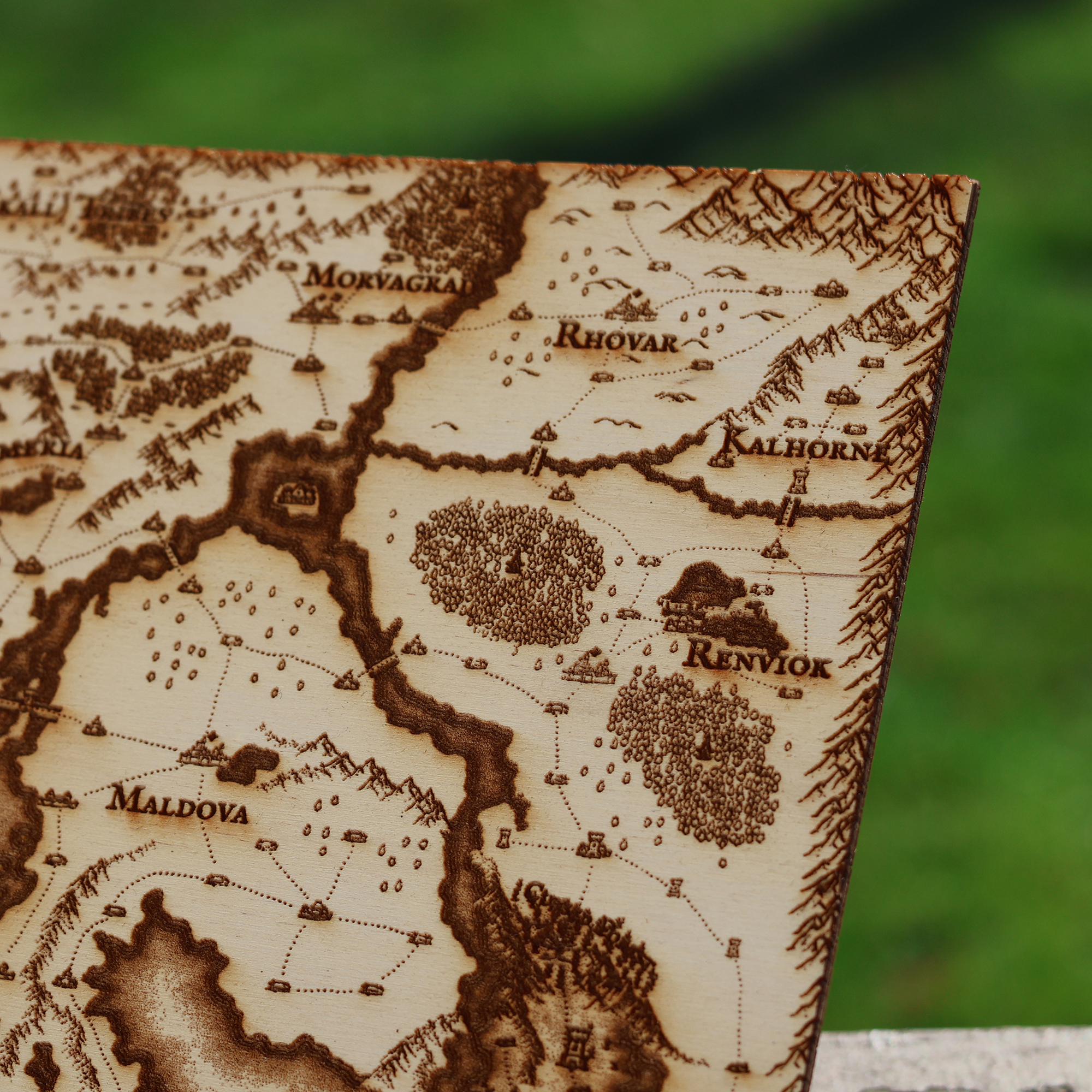 Laser engraved map artwork